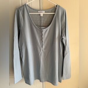 Motherhood Maternity Nursing Blue‎ Lace Back Thermal Sleeve Snap Opening XL
